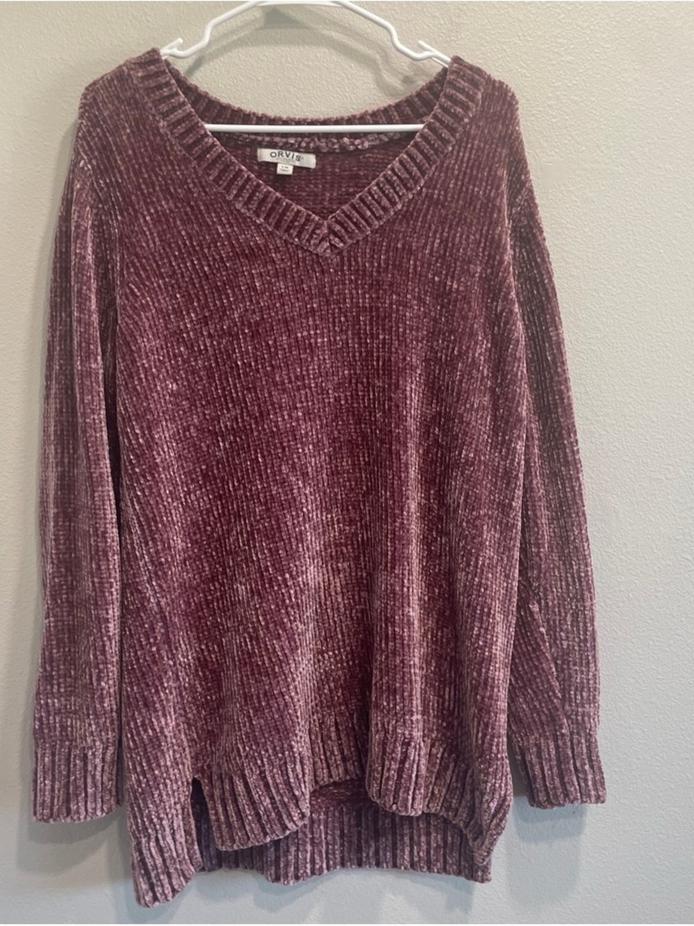 Orvis Women's Chenille V-Neck Sweater - Mauve,large